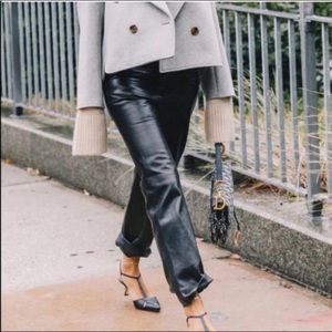 BAGATELLE Vintage Genuine Soft Leather High Waist Straight Leg Pants